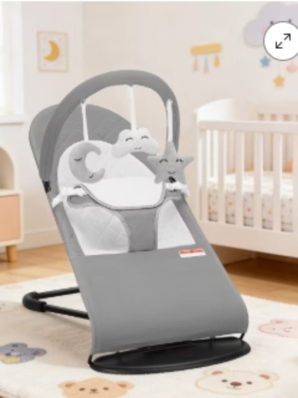 Bouncer Mecedora para Bebé (0-18 meses) - 100% Algodón, 3 Modos con Juguetes